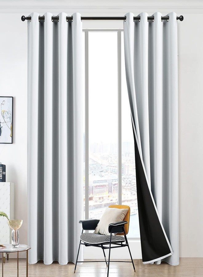 JSFLY 100% Blackout Curtains 63 inch Length for Bedroom, Thick Noise Reduction Thermal Insulated Grommet Window Drapes Room Darkening Curtains for Living Room, 2 Panels (42x63 inches,Off White) - Image 2